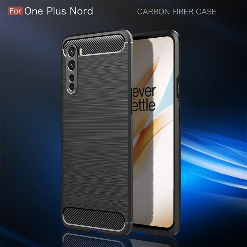 Oneplus Nord AC2003 Case Carbon Fiber Protection Armor Soft Silicone TPU Back Cover Phone Case for Oneplus Nord AC2001 Coque