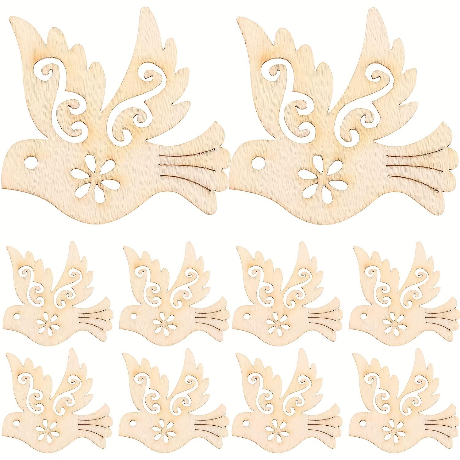 

60 шт. незаконченных деревянных голубей мира, деревянные вырезы, деревянные вырезанные кусочки в форме птицы голубя для поделок своими руками, вечеринок, украшений для дома светло-желтого