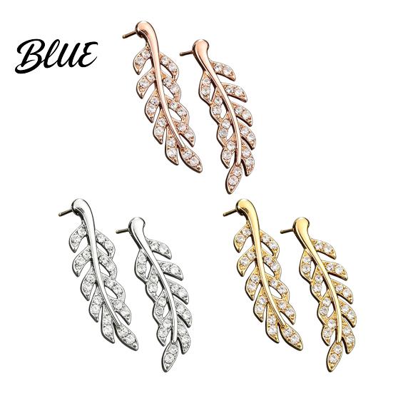 Everyday Luxury Earrings 1 Pair Rhinestone Leaf Stud Earrings Sparkly