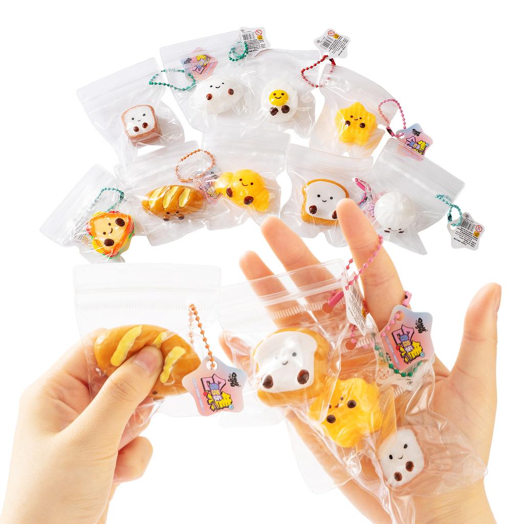 Hi Squishy Toys Bread Dumping Food Squishy Tabas Anti-stress Fidget Toy Squeeze Party Favor Gift Key Chain Blind Bag Pendant