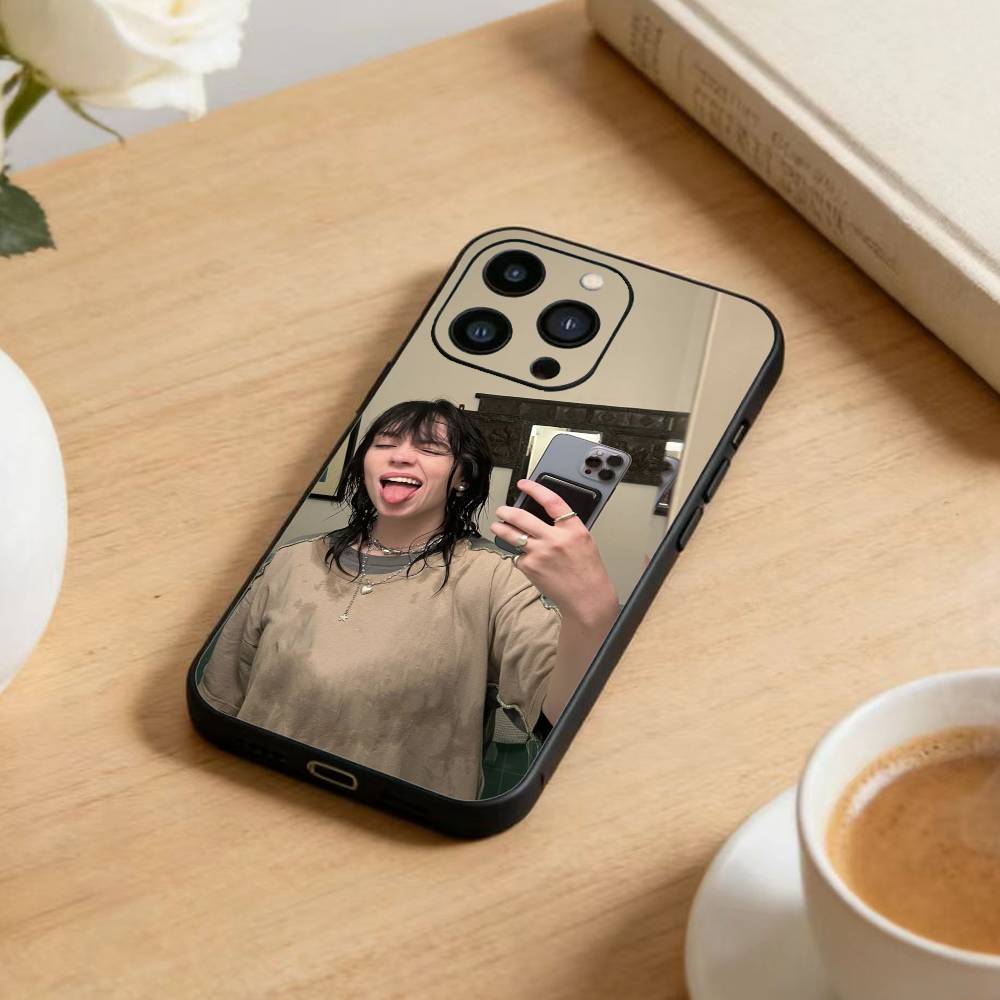 S-Singer B-Billie Eilish Phone Case For iPhone17,16,15,14,13,12 Plus,Max Soft Silicone Black Cover