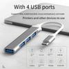 USB-A 3.0/2.0 rozbočovač na typ C 5Gb/s vysokorychlostní přenos dat OTG Adaptérový kabel pro mobilní telefon MacBook PC Laptop Splitter 4 porty