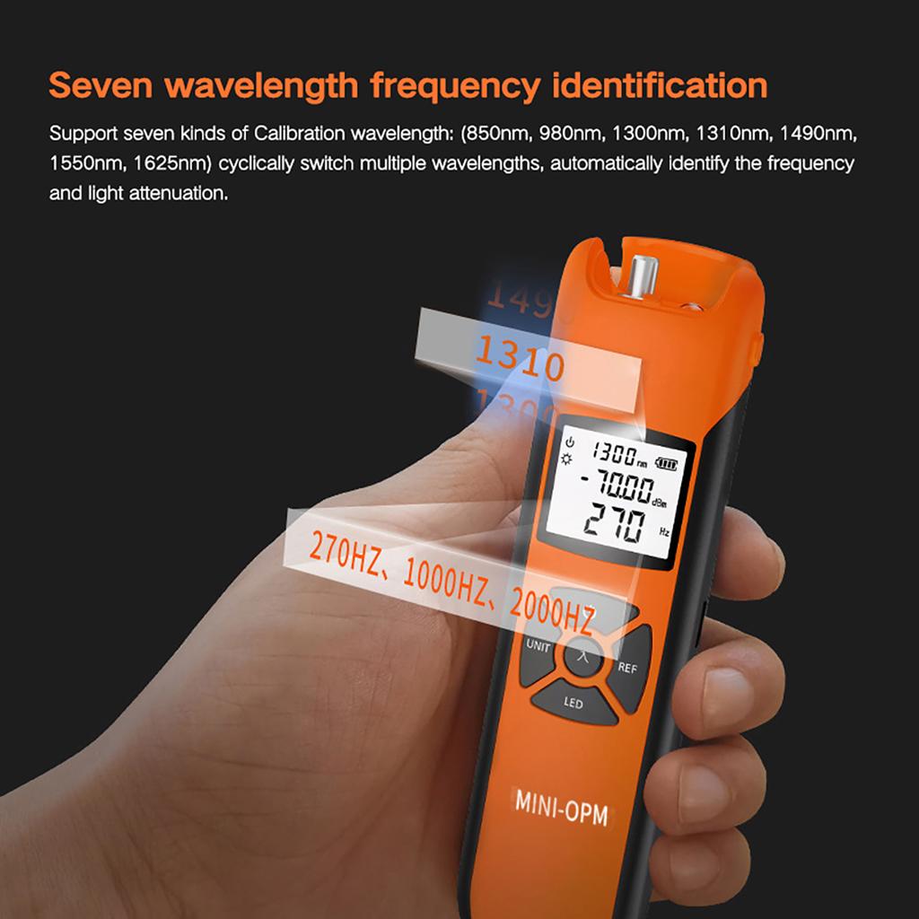 Miernik Mocy Optycznej Kolorowy Ekran LCD Miernik Mocy Optycznej do Testowania 7 Kalibrowanych Długości Fal