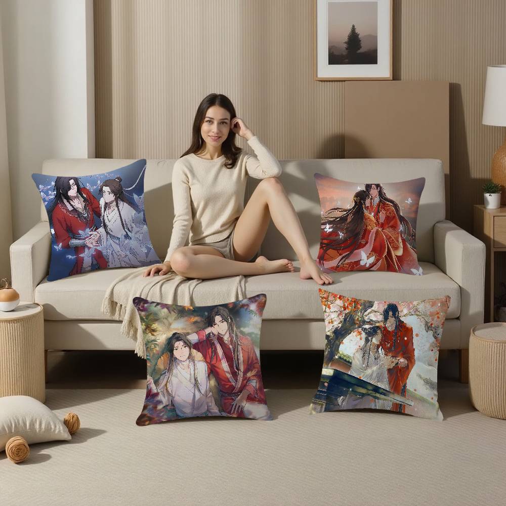 1pc Heavenly Officials Blessing Animation Cushion Cover Car Throw Pillow Case For Sofa Car Christmas Gift 40x40cm 45x45cm