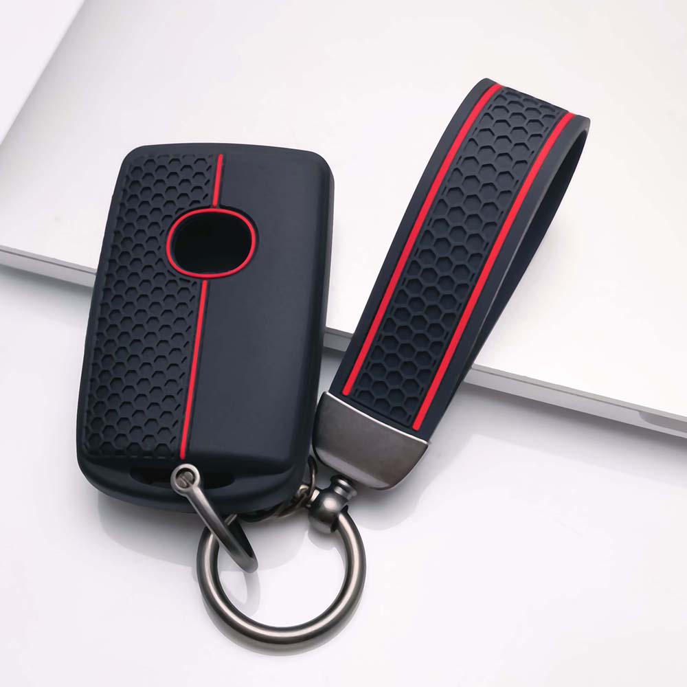 Key Holder Cover for Mazda Cx5 Cx3 Cx9 Cx30 Mx5 Miata with Keychain Anti-Scratch Guard Shockproof Protection Soft Grip Texture Responsive Button Touch