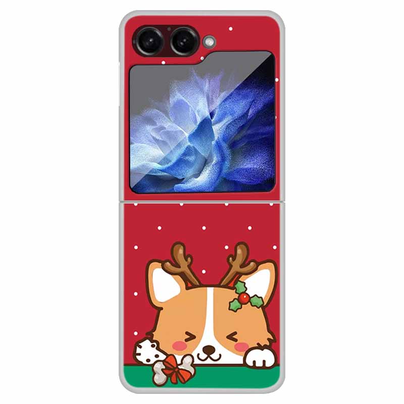 For Samsung Galaxy Z Flip 6 5 4 3 Case Christmas Cute Clear Hard Plastic PC Folding Back Cover For Samsung Z Flip6 Flip5 Flip4