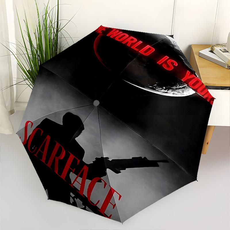

Scarface, World Themed Automatic Opening and Closing Umbrella, Brightly Colored 8 rib Portable Umbrella, Suitable for Men and Women, A Perfe