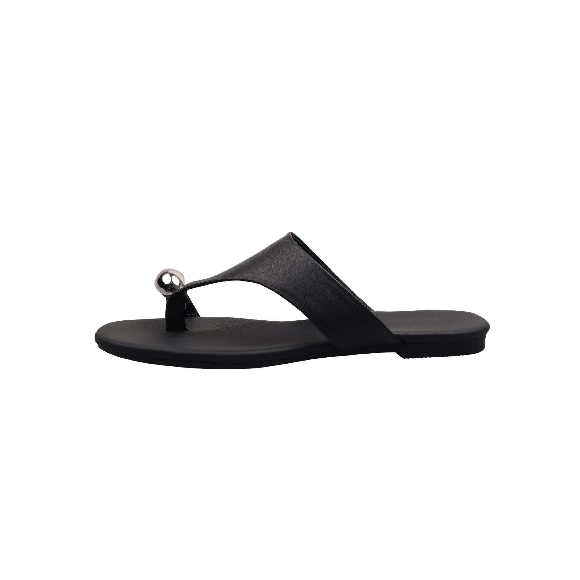 

Nangang Holiday~ Sheepskin version retro round flip-flops open-toed flat-bottomed vacation cool slippers women s summer wear 40