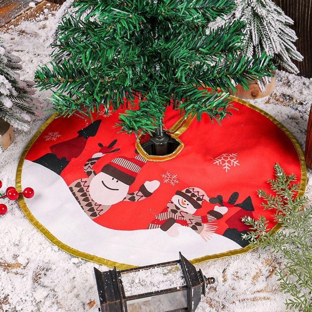 Utsökt Tecknad Julgransmatta Snöflinga Hantverk Trädomgivning Basuppsättning Jultomte Röd God Jul Dekorationer Hem