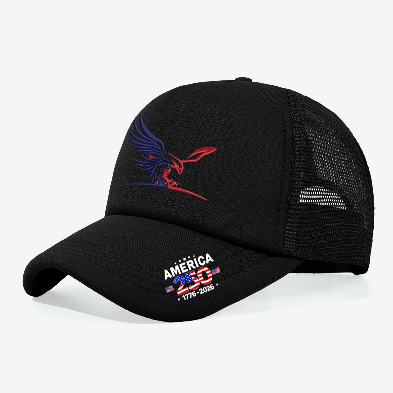 

1PC Dynamic 250th America Trucker Hat, Eagle Sport Print, Streetwear Cap for Patriotic Fans чорний