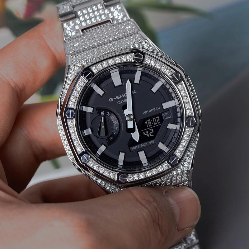 CASIO Men Liquid Crystal/Analog Dual Display Series Black Watch GA-2100-1A-