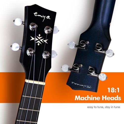 Enya Taimane Tenor Ukulele EUT-Moon BU EQ Mahogany Solid Wood Ukulele with Pickup, Beginner's Set, Case and Strap Included