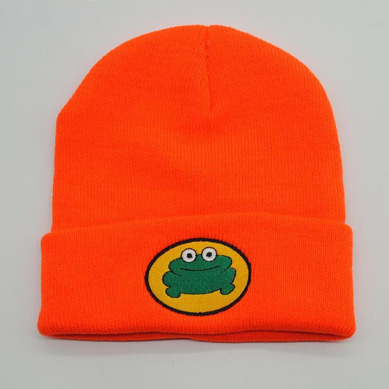 Women's Frog Embroidery Knit Beanie - European & American Hip-Hop Style