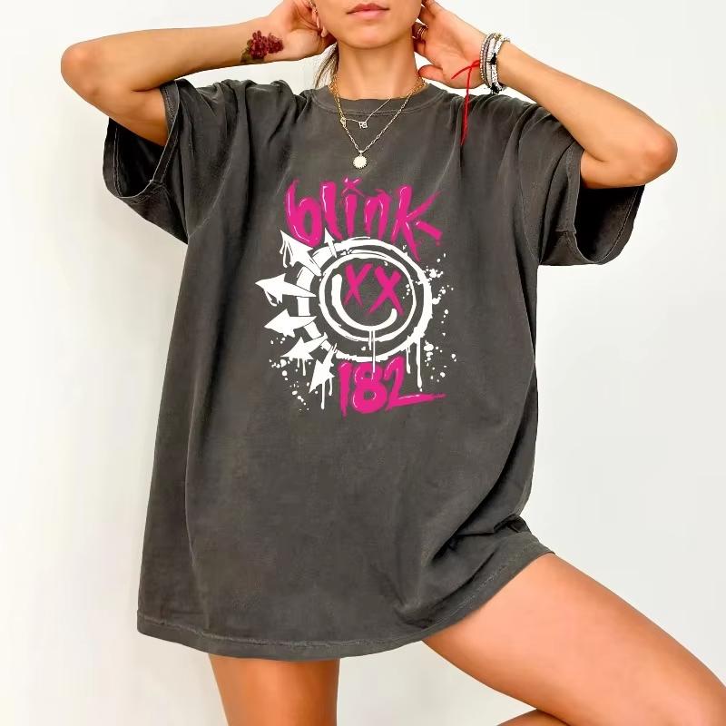 T-shirt Retro Blink 182 Estiva Unisex Vestibilità Larga Traspirante Top Camicia Streetwear Unisex