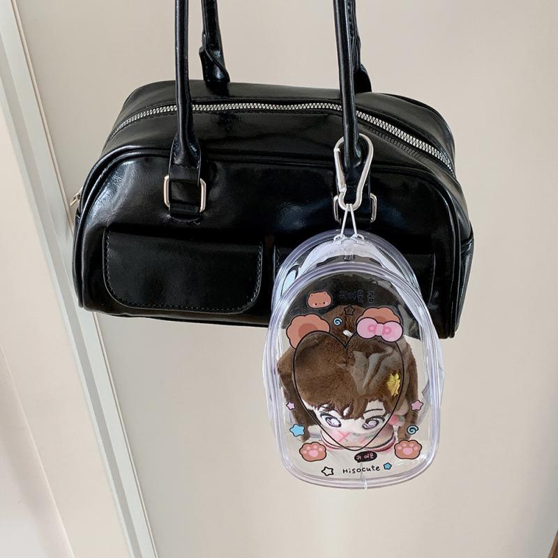 Cartoon Clear Outdoor Bag Doll Toy Transparent Display Bag Storage Box Pouch Mystery Box With Keychain Cute Doll Bag