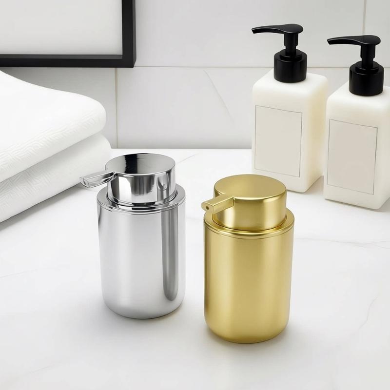 Stainless Steel Liquid Soap Dispenser Easy to Press Refillable Lotions Dispenser Bathroom Accessories Liquid Container