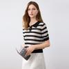 Women's Striped Short-Sleeve Knit Polo Shirt