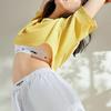 Li Ning CF X Haizhenwang Designer Collaboration Training Series Solid Color Reflective Logo Loose Short T-Shirt Women Tops Yellow ATSSB52-3