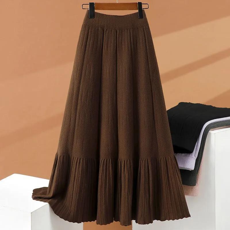 Rock für Damen Lässig Vielseitig Elastischer Hoher Bund Lange Weite Hose Dehnbar Slim Rock