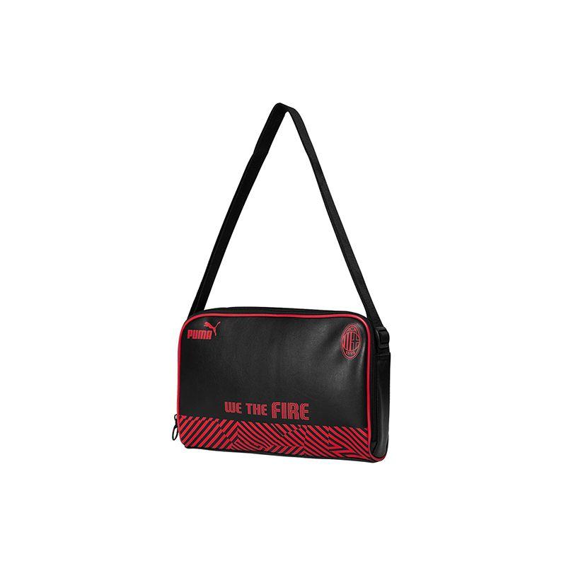 Puma AC Milan Football Casual Lightweight Zipper Fabric Shoulder Bag Unisex bags Black Red 07827005 Black/Red