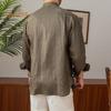Spring Fall Men Shirt Stand Collar Single-breasted Long Sleeves Buttons Solid Color Cardigan Formal Business Style Office Top