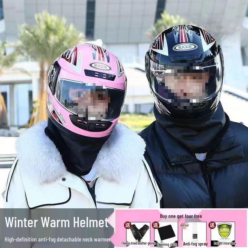 Unisex All-Season Full-Face Electric Vehicle Helmet: Cold Protection, Anti-Fog, Warmth, Full Coverage, Half Helmet Options Available.