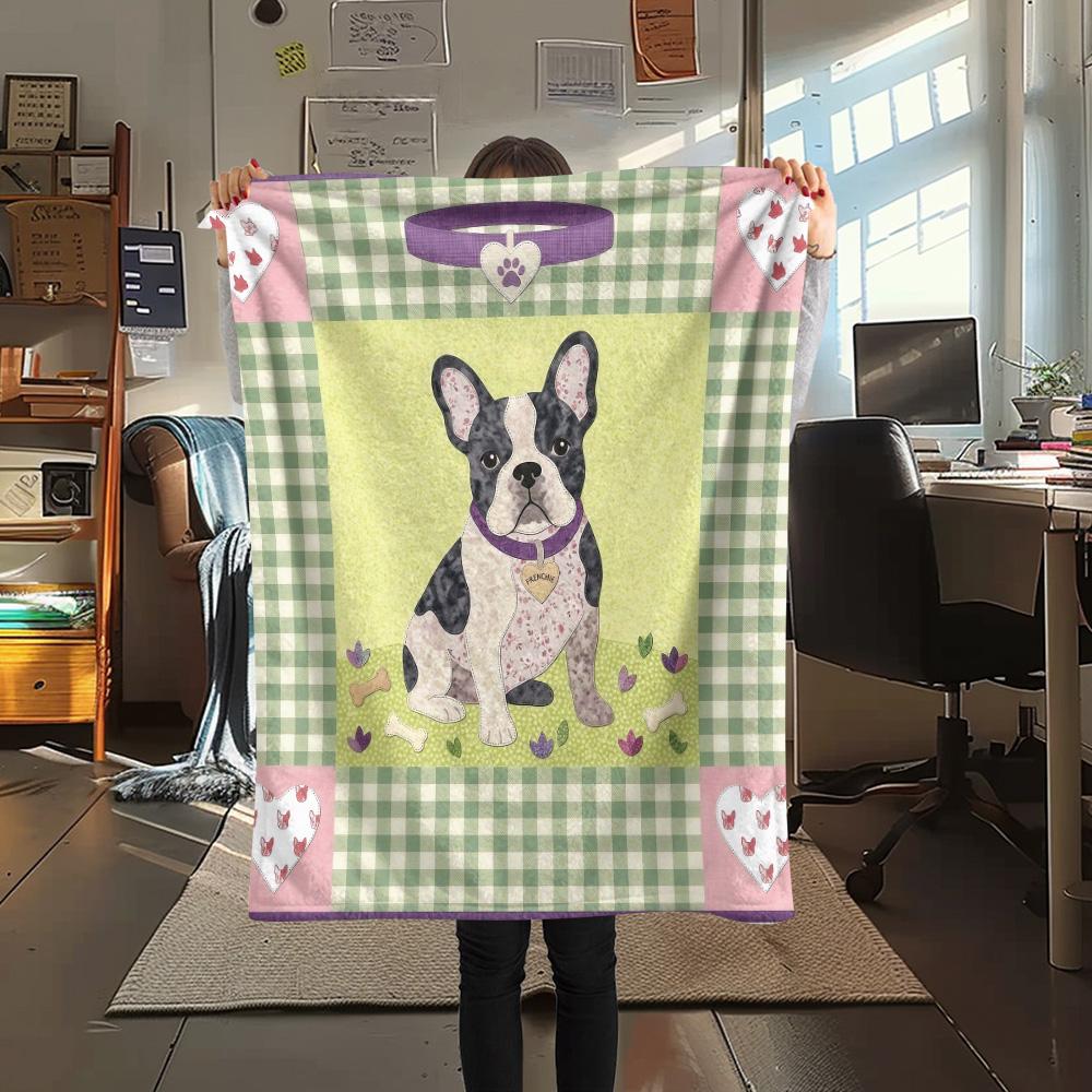 

1Pc Cute Dog Patchwork Print Flannel Blanket High Quality Warm Comfortable Cover for All Seasons Perfect for Gifts Home Decor 80cm x 120cm