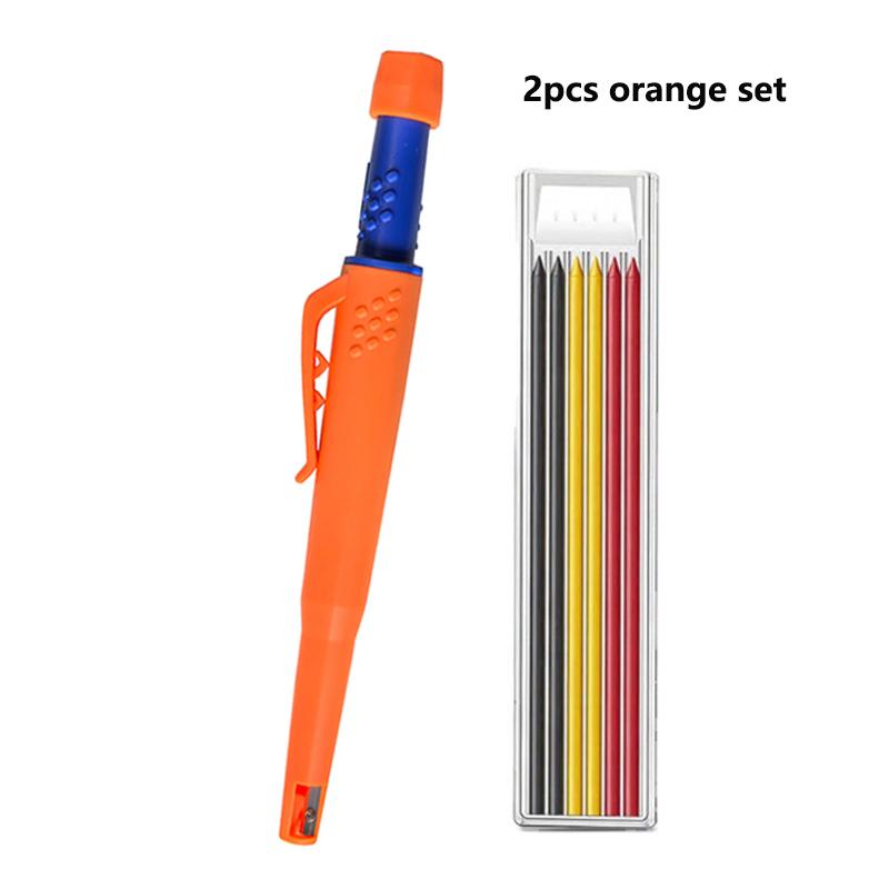 5 Colors 2.8mm Solid Woodworking Mechanical Pencil with Pen Cover 2B Black Yellow Red Lead Long Headed Carpenter Marking Pencil