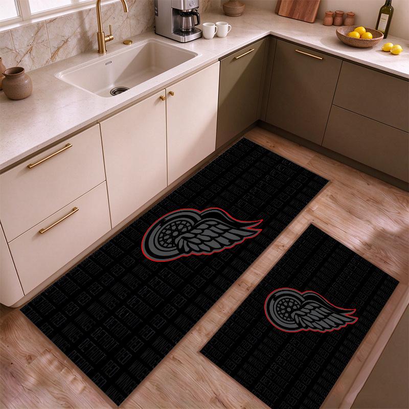 Detroit Red Wings Kitchen floor mat made of flannel non-slip and easy to clean Suitable for use in the kitchen bedroombathroom or at an entryway—addin