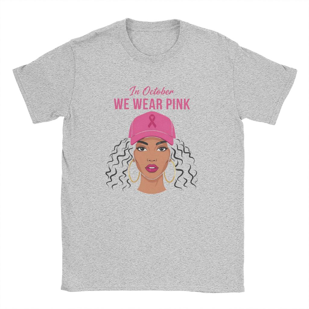 Herren T-Shirts Im Oktober Tragen Wir Rosa Mode 100% Baumwolle T-Shirts Kurzarm T-Shirt Rundhals Kleidung Druck