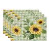 4 Pezzi Tovagliette Girasole in Lino, 18x12 Pollici Tovagliette Riutilizzabili per Tavola da Pranzo, Tappetini da Tavola Antiscivolo Isolanti dal Calore per Tavola da Pranzo di Casa, Festa Estiva