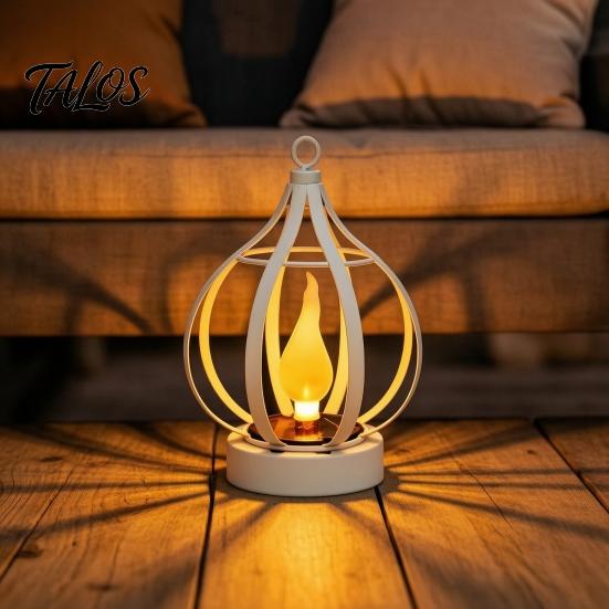 Courtyard Landscape Lighting Solar Flame Lantern, Garden Hanging Metal Outdoor Durable Exterior Yard Decor Waterproof Lantern for Patio Porch Powered