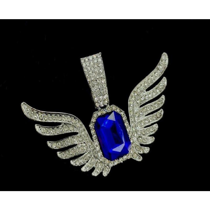 Light Luxury Niche Men's and Women's Fashionable Angel Wing Pendant, Ins, Wing Pendant, Emerald, Hip-hop, Rock Sugar Cuban Chain