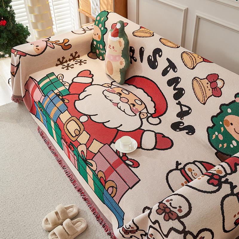 Christmas Blanket Simple Couch Bed Sofa Cover Large Cotton Tassel Knitted Blanket Solid Color Nordic Decorative Bedroom Handmade