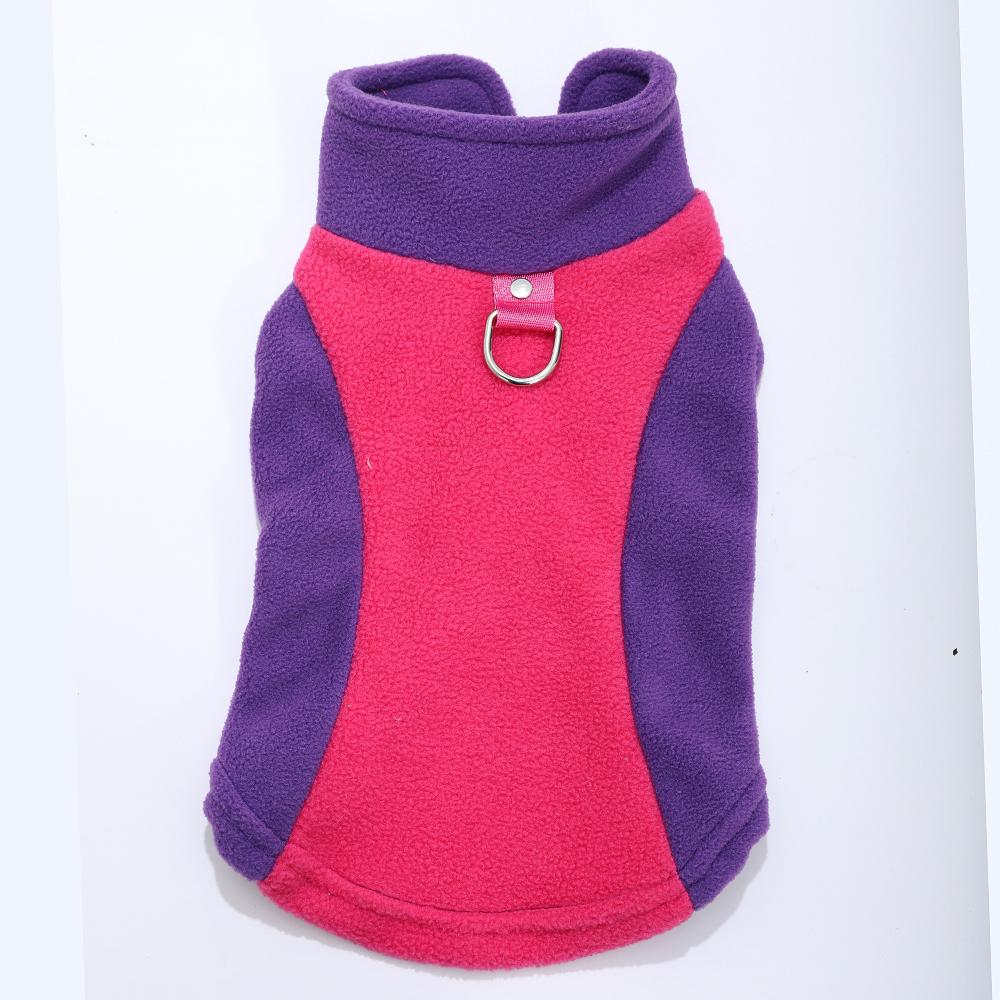 Fleece Dog Jacket D-ring Soft Cozy Warm Overalls Open Collar Splicing Cat Coat Sleeveless Puppy Clothes For Dog Cat