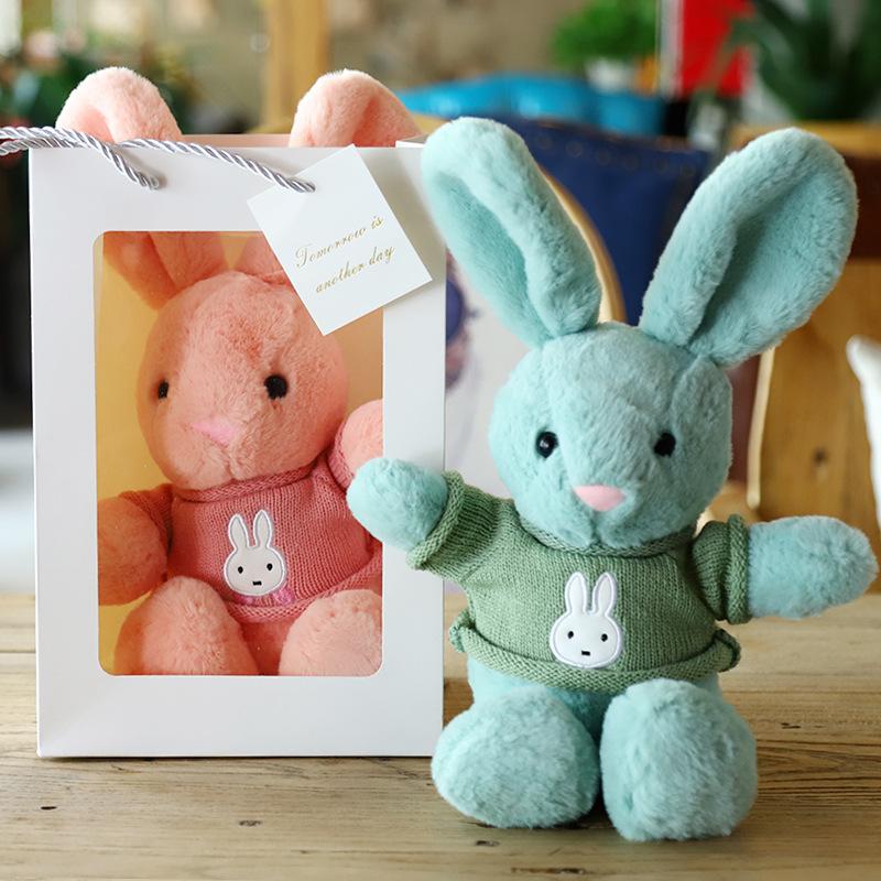 40/50cm Cute Rabbit Plush Toy Super Soft Bunny with Sweater Scarf Exquisite LED Box Baby Kids Stuffed Toys Boys Girls Xmas Gift