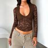 New Autumn 2025 Models, Y2k,Sexy Style, Slim Fit, Hollowed Out, Long Sleeved, Lace Up Top