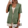 Women's  Work Casual Short Sleeve V-Neck Single Button Solid Color Coat