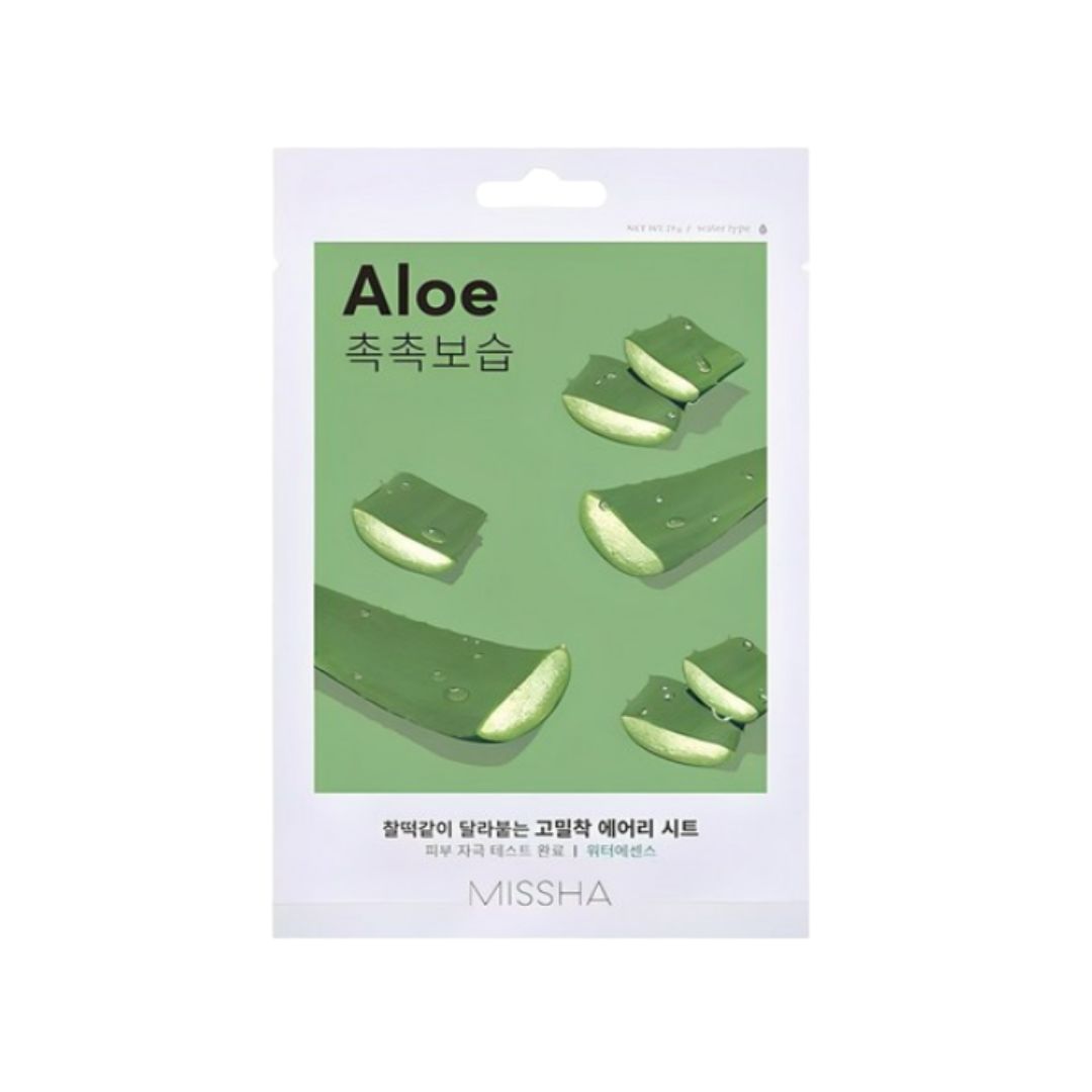 MISSHA Airy Fit Sheet Mask Aloe Soothing Hydrating Face Mask 19g (20 Sheets)