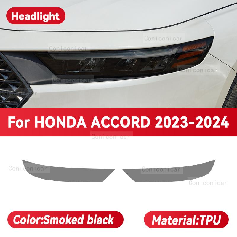 For HONDA ACCORD 2023 2024 Car Headlight Smoked Black TPU Protective Film Front Light Tint Change Color Sticker Accessories