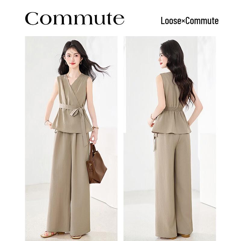 Ensemble chic d'été pour femme à col en V sans manches