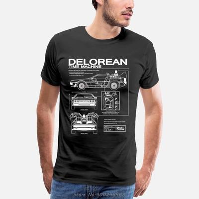 Back To the Future Delorean Schematic T-shirt Printed T-shirt Men's Motorcycle Cotton T-shirt Summer Men Hip Hop T-shirt