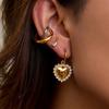 Youthway Fashion Stainless Steel Rhinestone Hollow Love Heart Pendant Earrings For Women Daily Accessory Jewelry