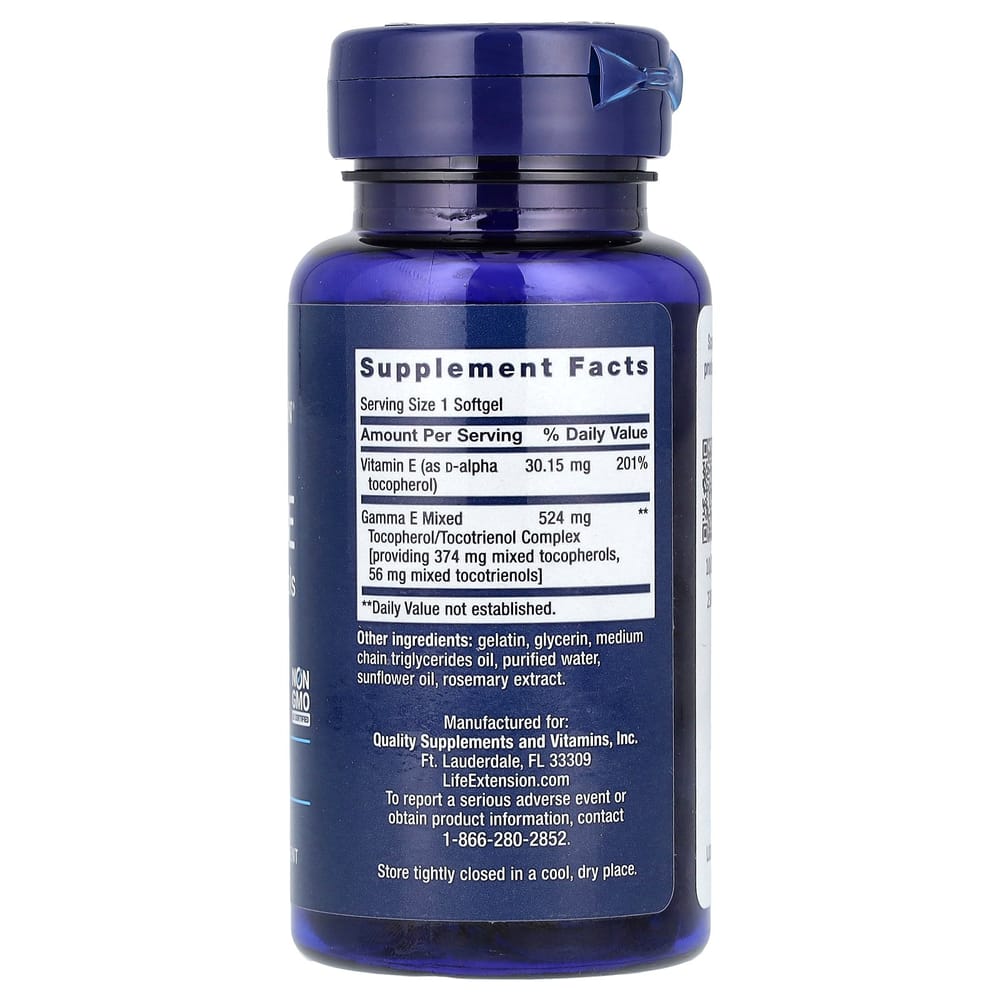 Life Extension Gamma E Mixed Tocopherols & Tocotrienols Softgels 60 Count