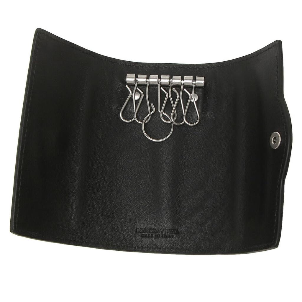 Bottega Veneta Intrecciato Black Key Holder for Men and 284137 V0016 A4 Compatible Case/Key Women, 8806, [Used]
