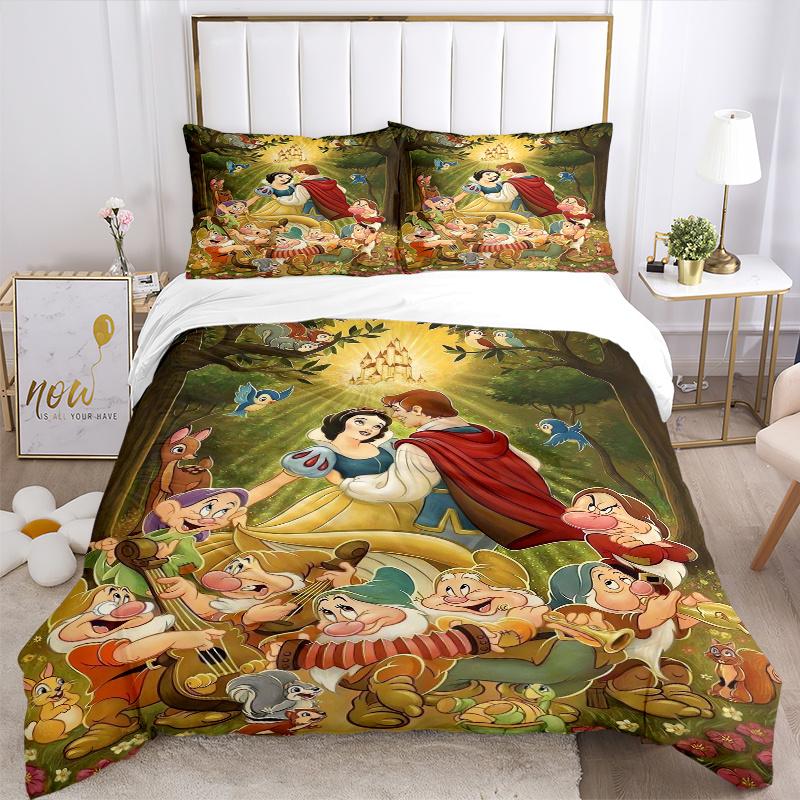 3pcs Prince Charming & Snow White Print Cover Set Ultra Soft, Breathable, and Comfortable Bedding with Stylish Design for Bedroom and Guest Room