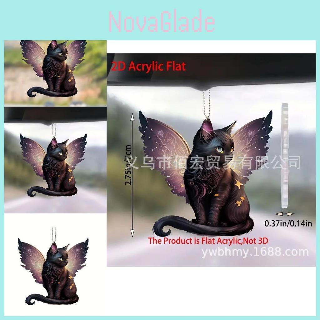 Adorable Acrylic Cat Car Pendant Flat Hanging Decoration For Halloween Decor With Aromatherapy Features