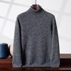 Men's High Neck Cashmere Sweater - Double Ply, Thick, Solid Color Knitwear for Autumn/Winter.
