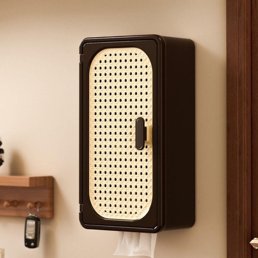Wall Mounted Tissue Box Waterproof With Partition Paper Box Container Llarge Capacity Ancient Style Bathroom Desktop Storage Box
