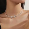Fashion Rhinestone Heart Collar Choker Necklace for Women Simple Geometric Love Pendant Necklace Luxury Party Wedding Zircon
